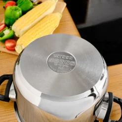 Karaca Perfect 2-Piece Stainless Steel Induction Pressure Cooker Set, 4L+6L, Black Silver