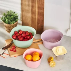Karaca 4 Piece Multi Purpose Mixing Bowls, Colander and Citrus Squeezer Set, Multi
