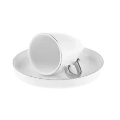 Karaca Pippo 12 Piece Porcelain Espresso Turkish Coffee Cup Set for 6 People, 75ml, White Silver