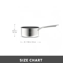 Karaca Plasma Steel 3Ply Non-Stick Sauce Pan, 18cm, Silver