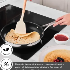 Karaca Plasma Steel 3Ply Non-Stick Induction Frying Pan, 28cm, Silver
