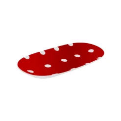 Karaca Polka Dot Porcelain Serving Platter, 26cm, Red Multi