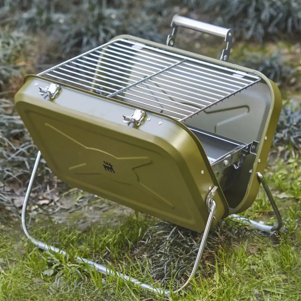 Karaca Portable Stainless Steel Charcoal Barbecue, 40cm, Green