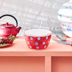 Karaca Primavera Stoneware Bowl, 13cm, Red
