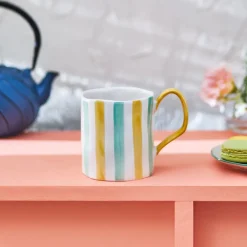 Karaca Primavera Stoneware Mug, 400ml, Stripes