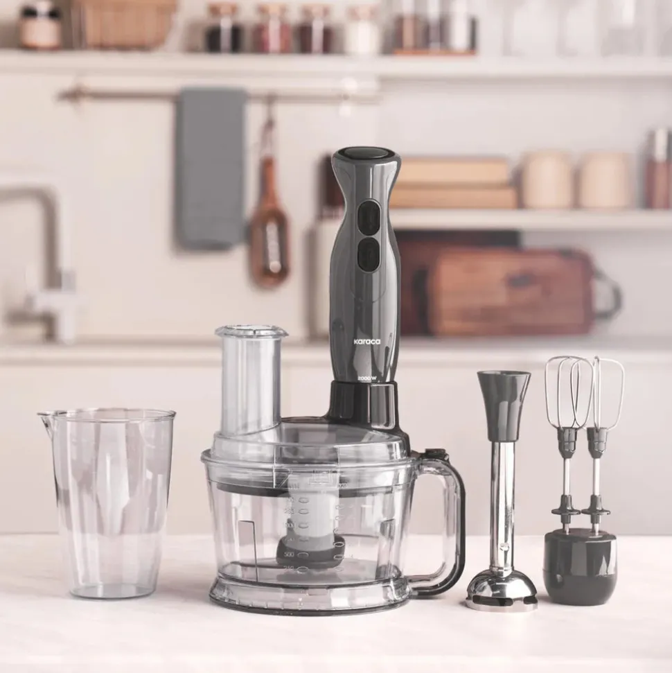 Karaca Pro-Multimax 6 in 1 Multi Purpose Food Processor, 2000W, Space Grey