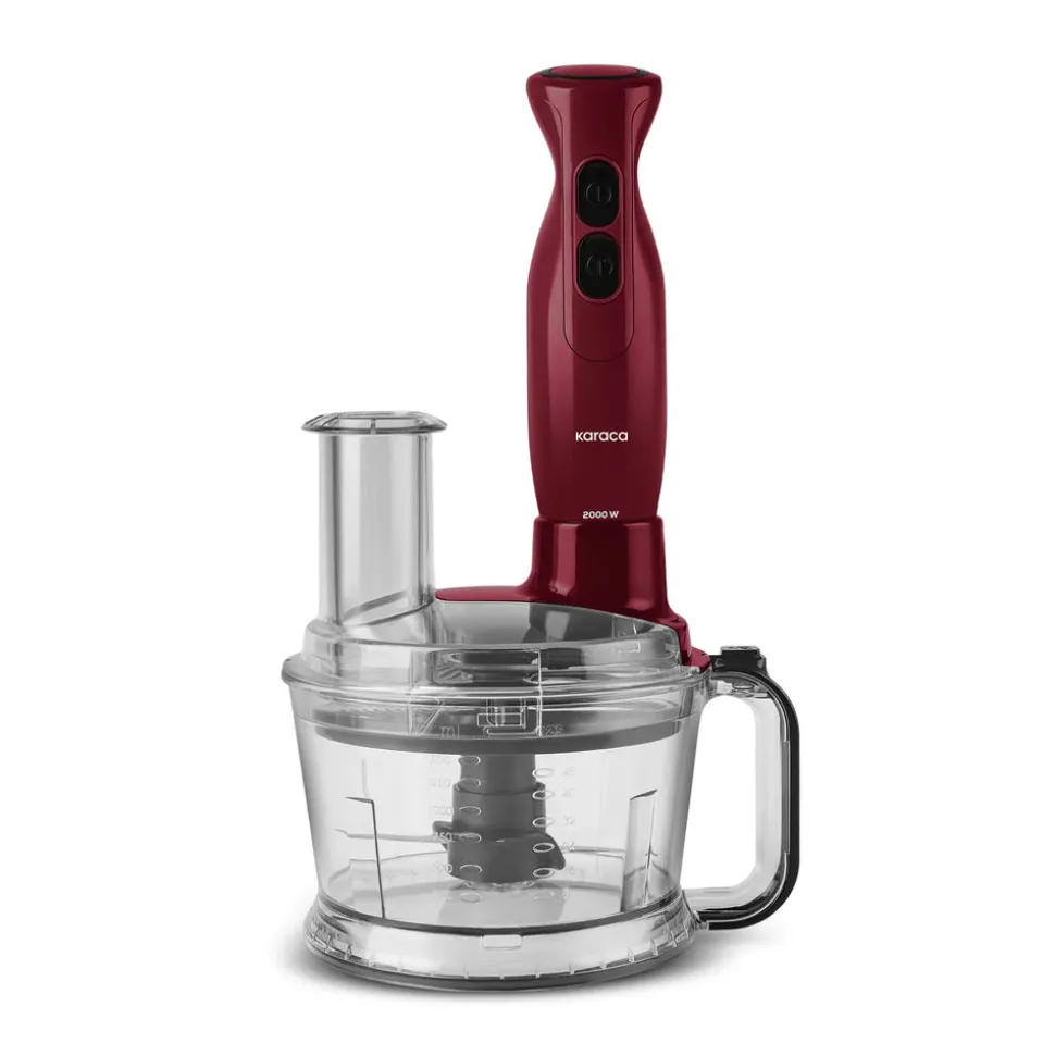 Karaca Pro-Multimax 6 in 1 Multi Purpose Food Processor, 2000W, Red