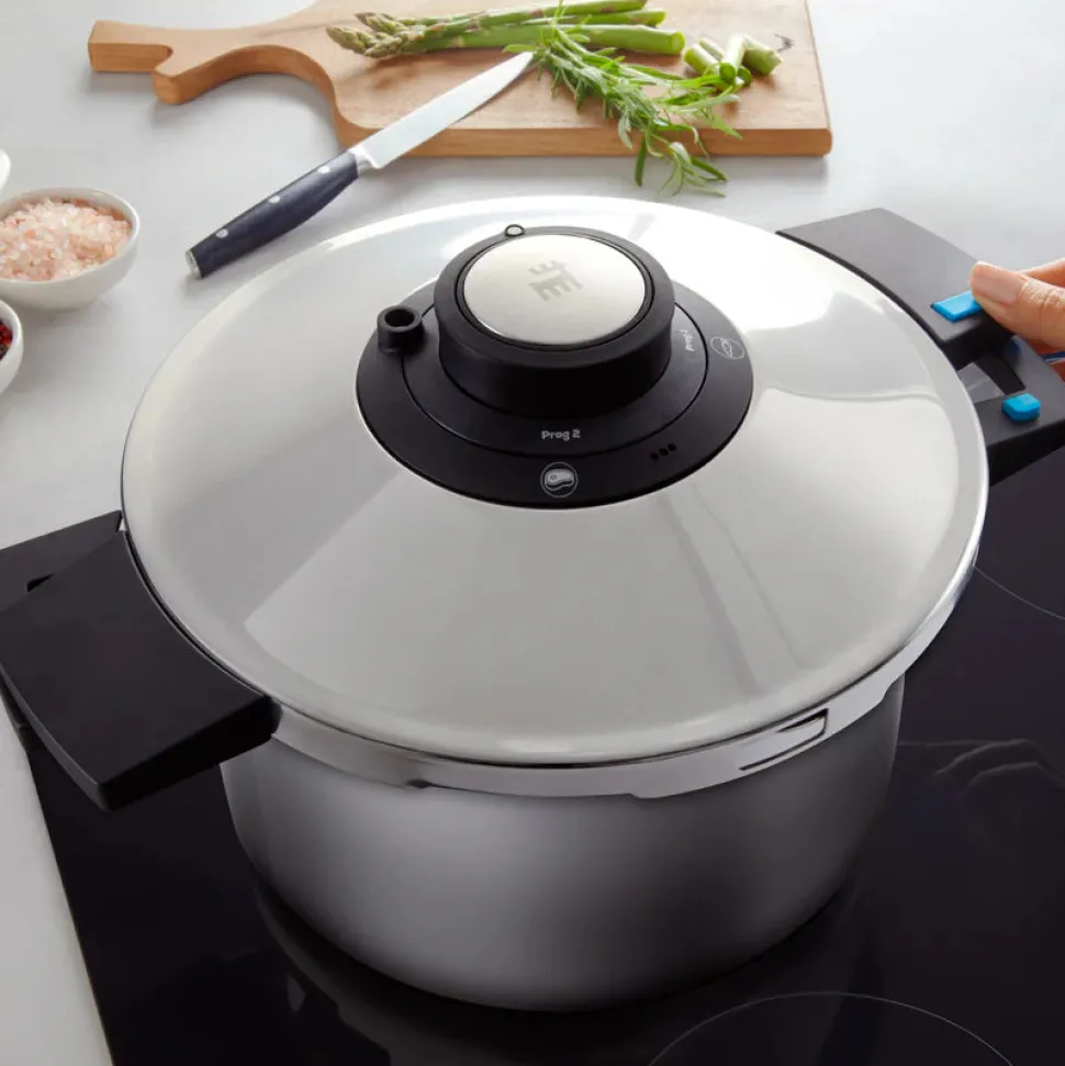 Karaca Quick and Safe 2-Piece Stainless Steel Induction Pressure Cooker Set, 6L+8L
