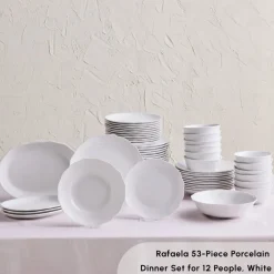 Karaca Rafaela 53-Piece Porcelain Dinner Set for 12 People, White