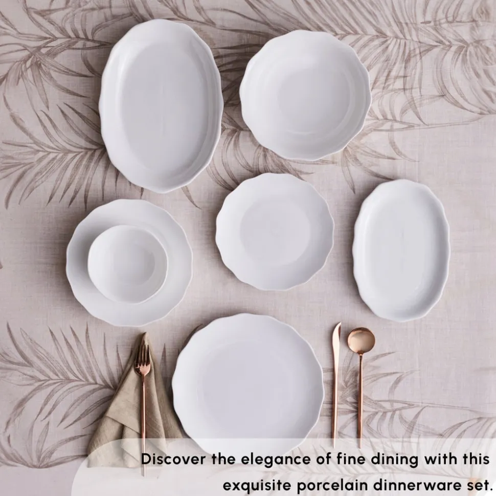 Karaca Rafaela 53-Piece Porcelain Dinner Set for 12 People, White
