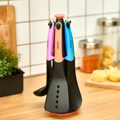Karaca Rainbow 7-Piece Kitchen Utensil Set with Stand, Multi