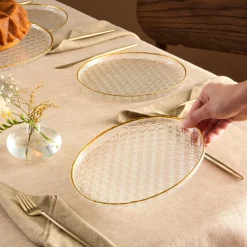 Karaca Rattan 7-Piece Serveware Set for 6 People, Gold