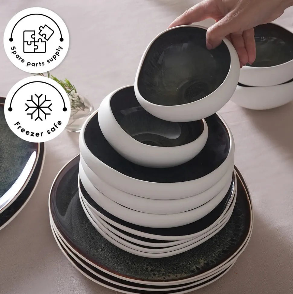 Karaca Red Carpet Collection Earth Collection New Galactic Reactive Glaze 59-Piece Dinner Set for 12 People, White