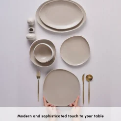 Karaca Red Carpet Collection Earth Collection New Cupid 59-Piece Dinner Set for 12 People, Beige White