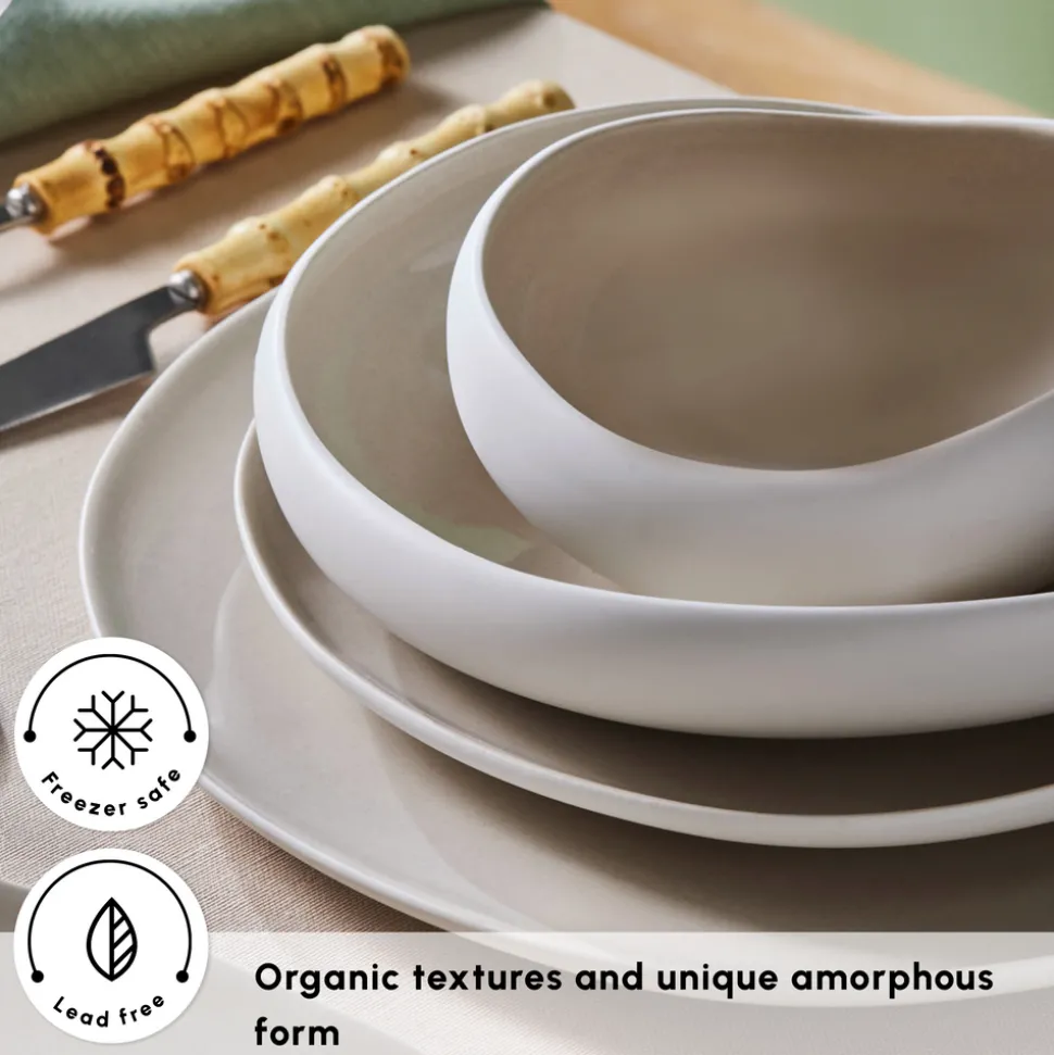 Karaca Red Carpet Collection Earth Collection New Cupid 59-Piece Dinner Set for 12 People, Beige White