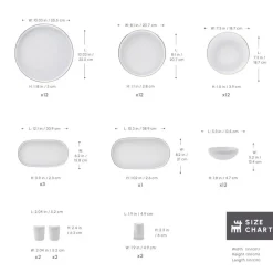 Karaca Red Carpet Collection Stream Bone China New Saturn 59-Piece Dinner Set for 12 People, White Gold