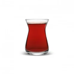 Karaca İrem 6-Piece Glass Turkish Tea Set for 6 People, 132ml, Transparent
