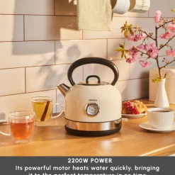 Karaca Retro 2202 Kettle, 2200W, 1,7L, Cream