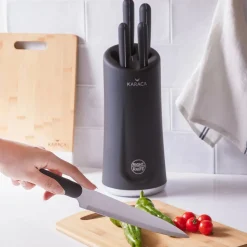 Karaca Right 5 Piece Knife Block Set, Black
