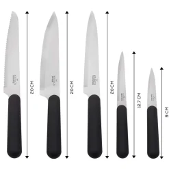 Karaca Right 5 Piece Knife Block Set, Black