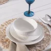 Karaca Ripple 12-Piece Porcelain Dinner Set for 4 People, White