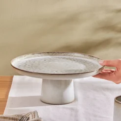 Karaca Rixton Ceramic Cake Stand, 30,5cm, Beige