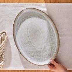 Karaca Rixton Ceramic Serving Platter, 42,6cm, Beige