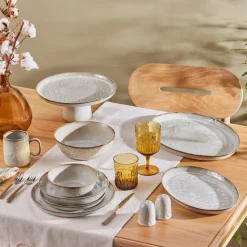 Karaca Rixton Ceramic Serving Platter, 35,5cm, Beige