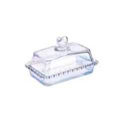 Karaca Rory Glass Butter Dish 17cm, Transparent