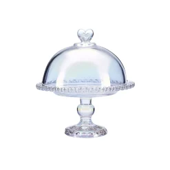 Karaca Rory Glass Cake Dome with Stand, 19cm, Transparent