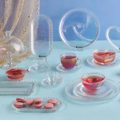 Karaca Rory Heart Glass CerealSoup Bowl, 13cm, Transparent
