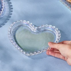Karaca Rory Heart Glass Side Plate, 18cm, Transparent
