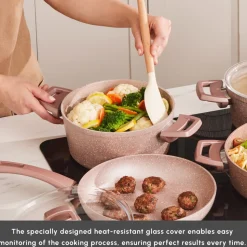 Karaca Rosegold Biogranite 12-Piece Induction Cookware Set, Rose Gold