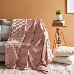 Karaca Ruby Stripe Wellsoft Blanket, Single, Pink