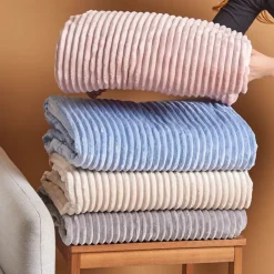 Karaca Ruby Stripe Wellsoft Blanket, Single, Grey