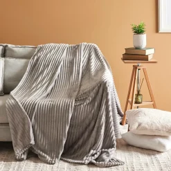 Karaca Ruby Stripe Wellsoft TV Blanket, 130x150cm, Grey