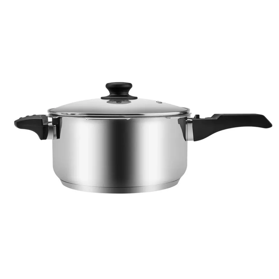 Karaca Saga 2-Piece Stainless Steel Induction Pressure Cooker Set, 4L+6L, Black