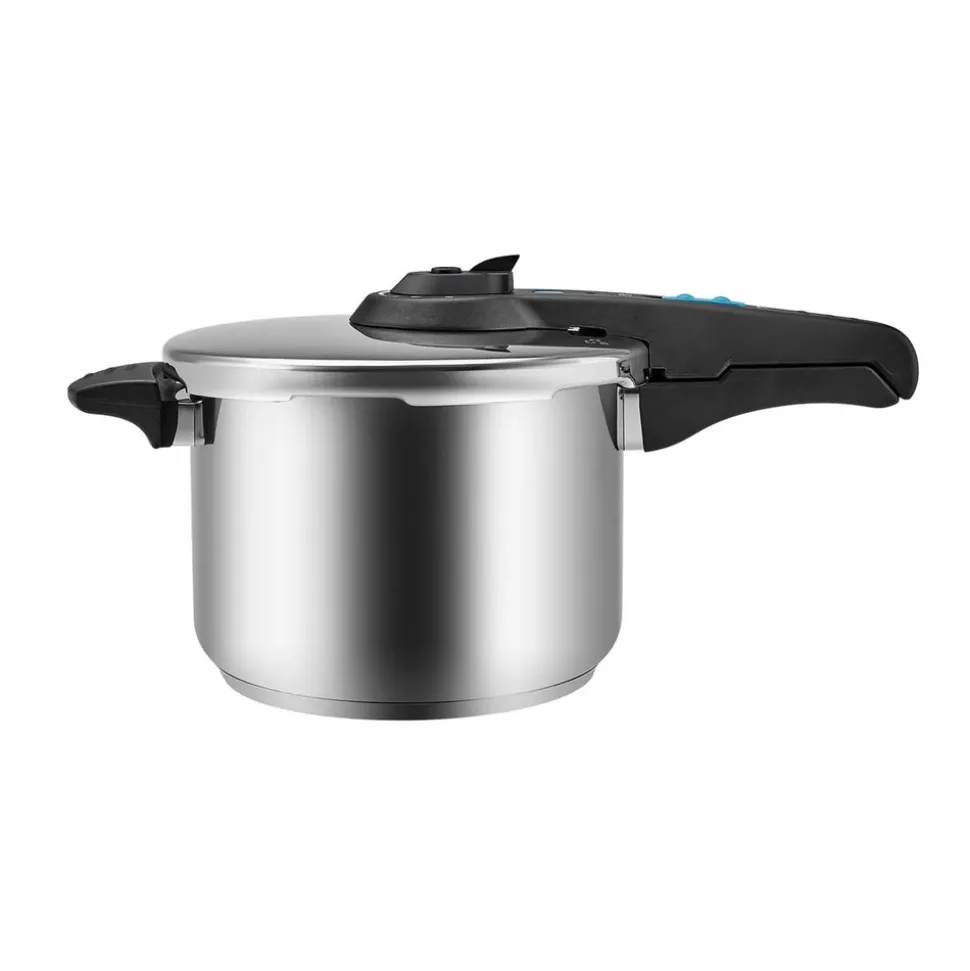 Karaca Saga 2-Piece Stainless Steel Induction Pressure Cooker Set, 4L+6L, Black