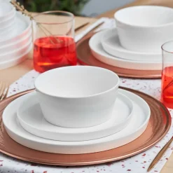 Karaca Salvare 18-Piece Bone China Dinner Set for 6 People, White