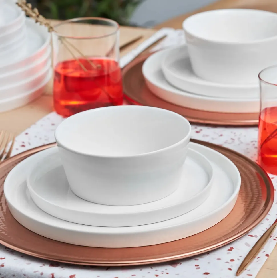 Karaca Salvare 18-Piece Bone China Dinner Set for 6 People, White