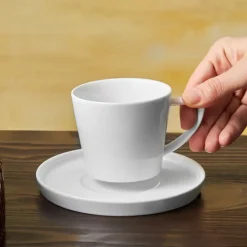 Karaca Salvare 12 Piece New Generation Bone Tea Cup and Saucer Set for 6 People, 260ml, White