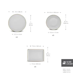 Karaca Santo 18-Piece Bone China Dinner Set for 6 People, White Gold