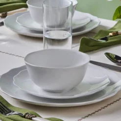 Karaca Scalloped 18-Piece Porcelain Dinner Set for 6 People, White