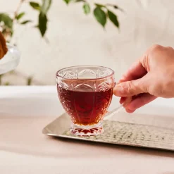 Karaca Seda 6-Piece Glass Tea Cup Set, 180ml, Transparent