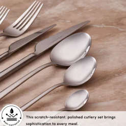Karaca Serena 84-Piece Stainless Steel Cutlery Set for 12 People, Silver