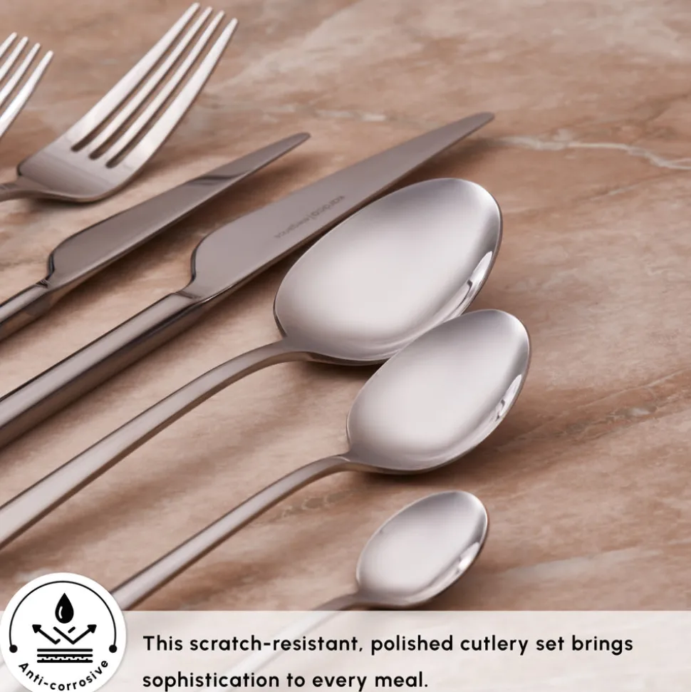 Karaca Serena 84-Piece Stainless Steel Cutlery Set for 12 People, Silver