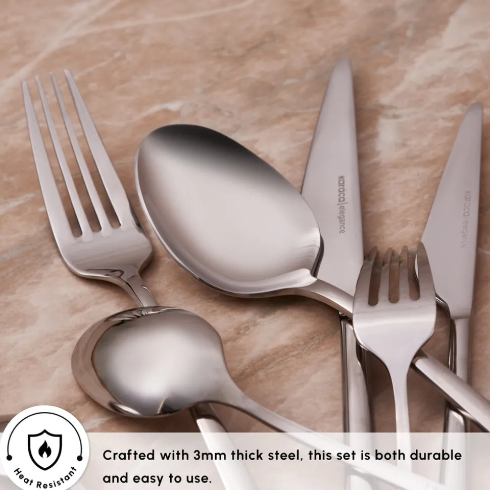 Karaca Serena 84-Piece Stainless Steel Cutlery Set for 12 People, Silver