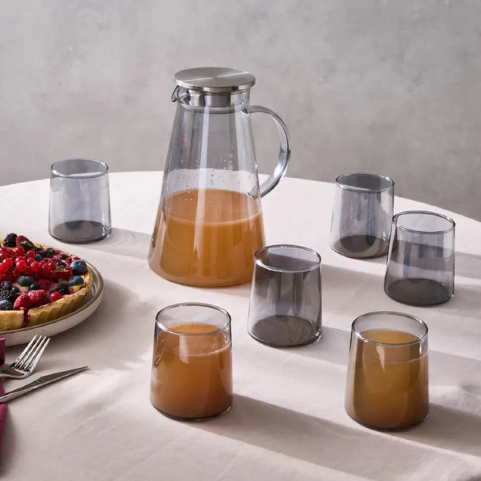 Karaca Serene 7-Piece Tumbler Glass Set, Anthracite