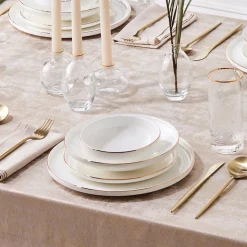 Karaca Stream Bone China Belinda 24-Piece Dinner Set for 6 People, Gold