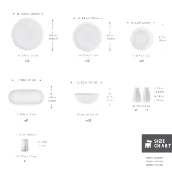 Karaca Stream Bone China Favaro 53-Piece Dinner Set for 12 People, White